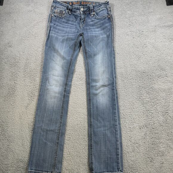 Rock Revival Jeans Womens 29 Blue Alanis Straight Low Rise Medium Wash Denim - Picture 1 of 11